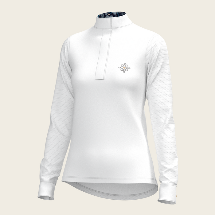 Espoir White with Forest on Navy Long Sleeve Show Shirt