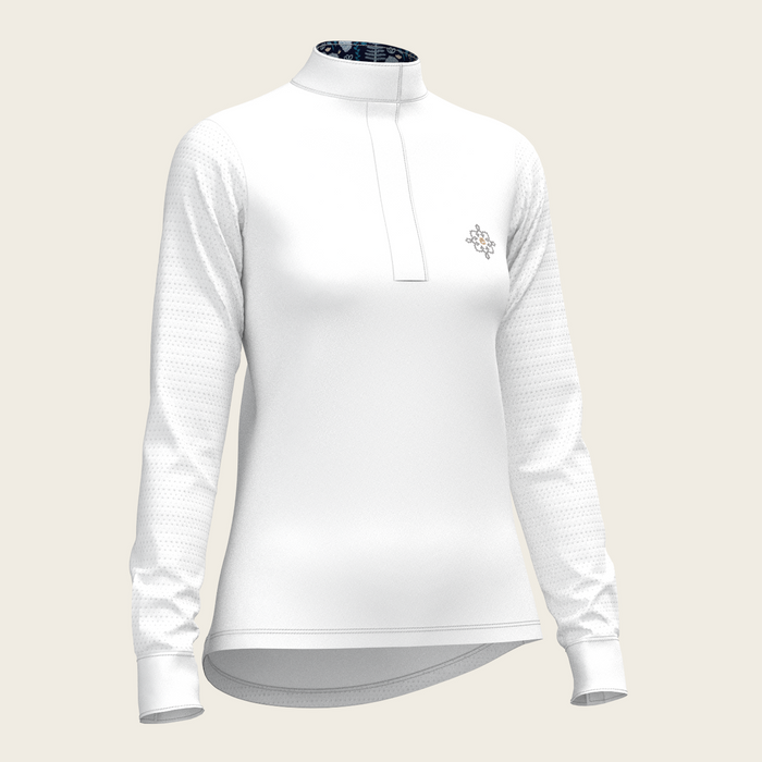 Espoir White with Forest on Navy Long Sleeve Show Shirt