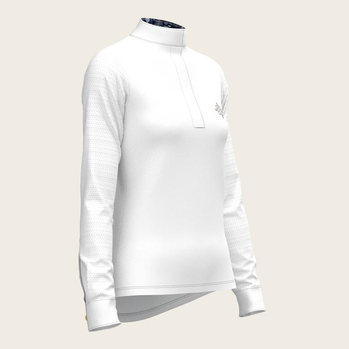 Espoir White with Forest on Navy Long Sleeve Show Shirt