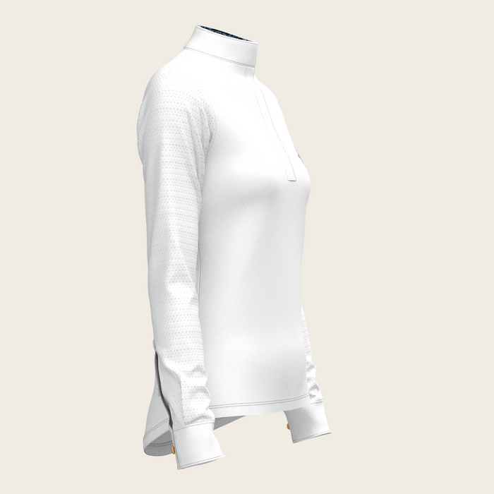 Espoir White with Forest on Navy Long Sleeve Show Shirt