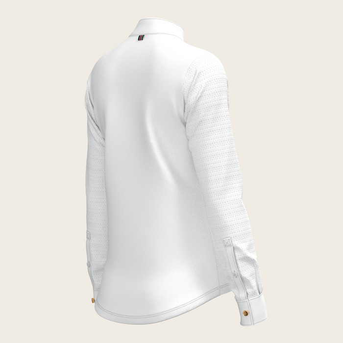 Espoir White with Forest on Navy Long Sleeve Show Shirt