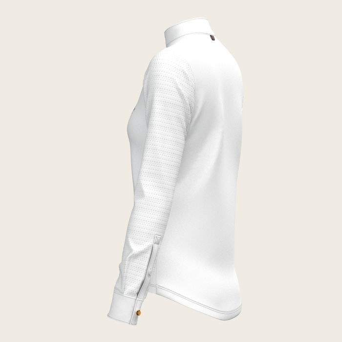 Espoir White with Rosettes in Green Long Sleeve Show Shirt