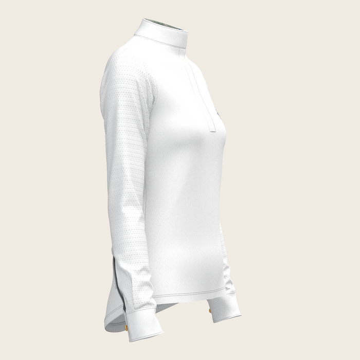 Espoir White with Rosettes in Green Long Sleeve Show Shirt