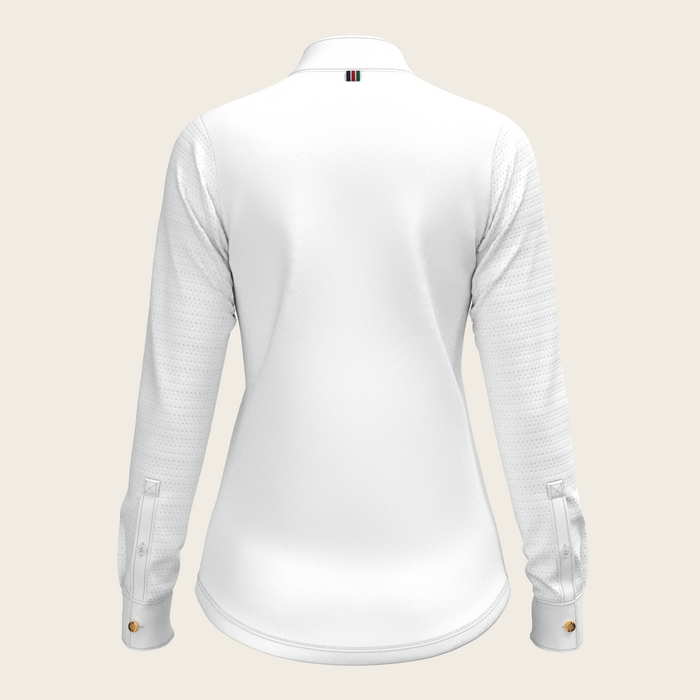 Espoir White with Rosettes in Green Long Sleeve Show Shirt