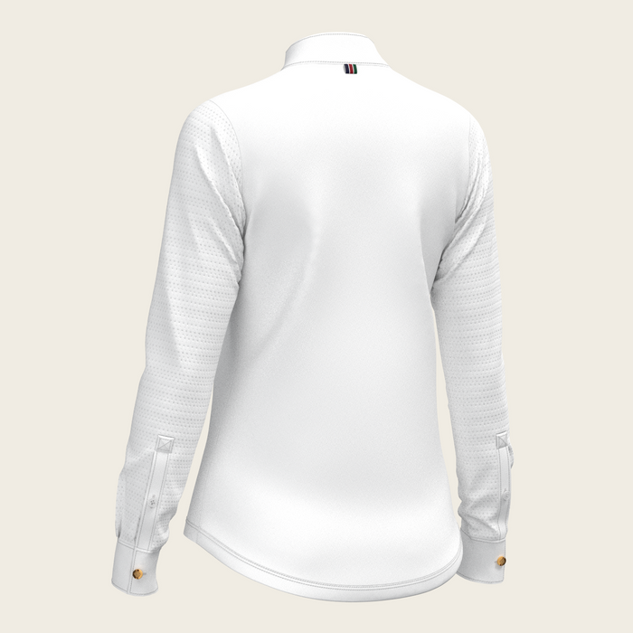 Espoir White with Rosettes in Green Long Sleeve Show Shirt