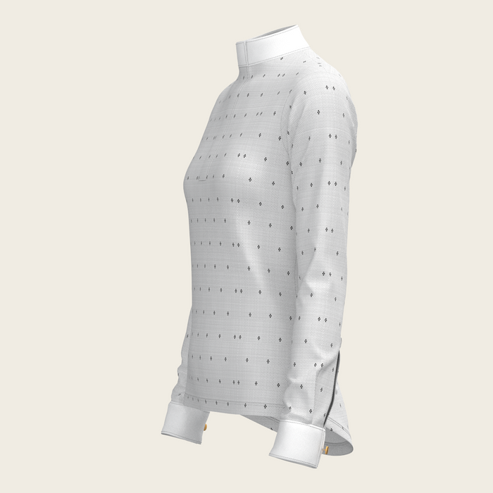 Espoir Mosaic 4 Dot Quarter Zip Long Sleeve Show Shirt