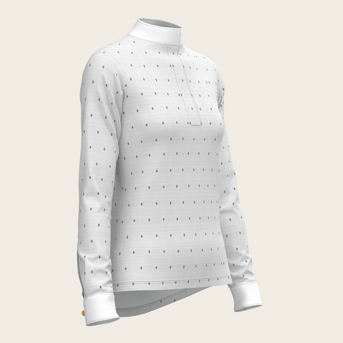 Espoir Mosaic 4 Dot Quarter Zip Long Sleeve Show Shirt
