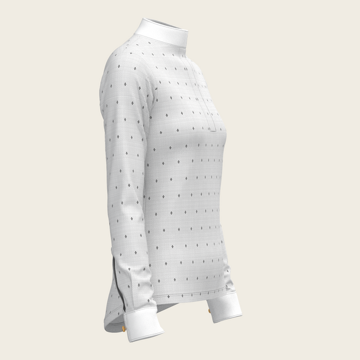 Espoir Mosaic 4 Dot Quarter Zip Long Sleeve Show Shirt