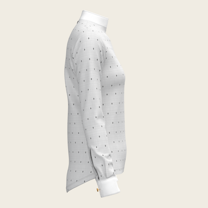 Espoir Mosaic 4 Dot Quarter Zip Long Sleeve Show Shirt