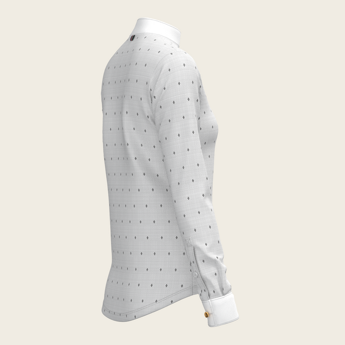 Espoir Mosaic 4 Dot Quarter Zip Long Sleeve Show Shirt
