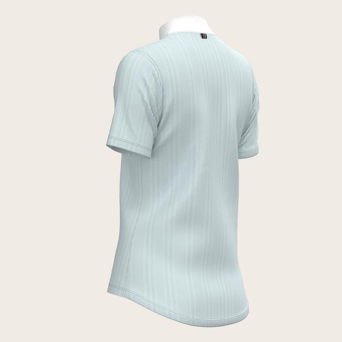 Espoir Stripes in Sky Blue Pleated Short Sleeve Show Shirt