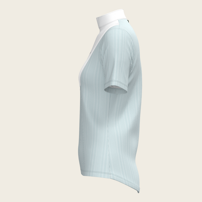 Espoir Stripes in Sky Blue Pleated Short Sleeve Show Shirt