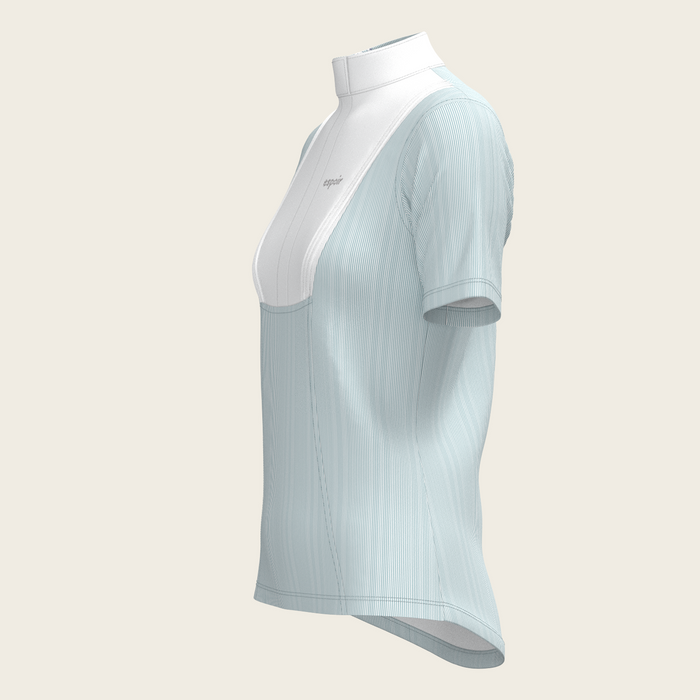 Espoir Stripes in Sky Blue Pleated Short Sleeve Show Shirt
