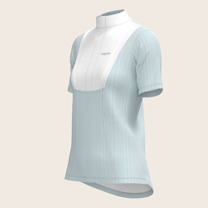 Espoir Stripes in Sky Blue Pleated Short Sleeve Show Shirt