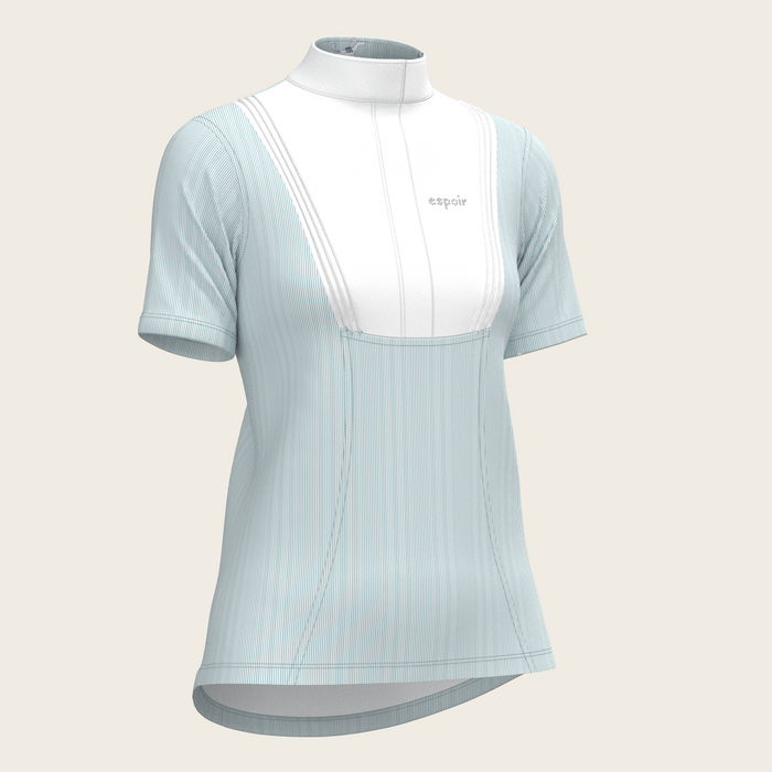 Espoir Stripes in Sky Blue Pleated Short Sleeve Show Shirt