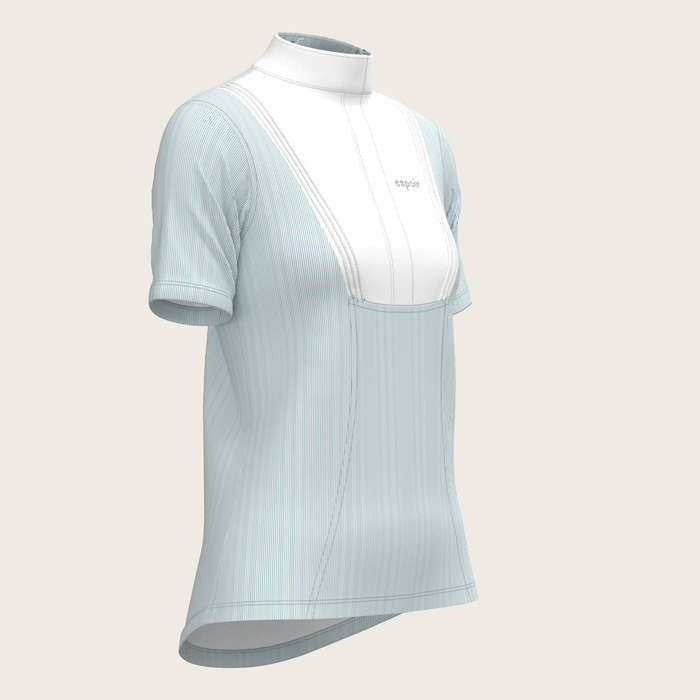 Espoir Stripes in Sky Blue Pleated Short Sleeve Show Shirt