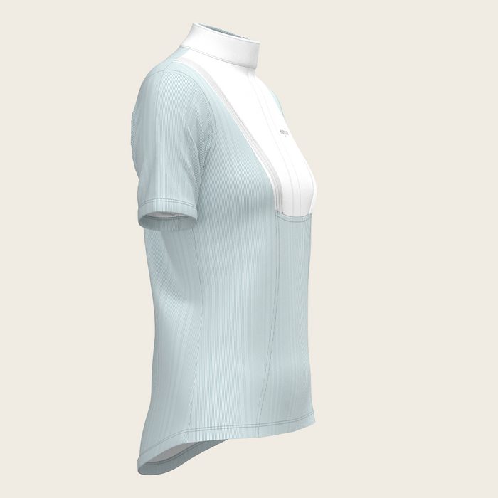 Espoir Stripes in Sky Blue Pleated Short Sleeve Show Shirt