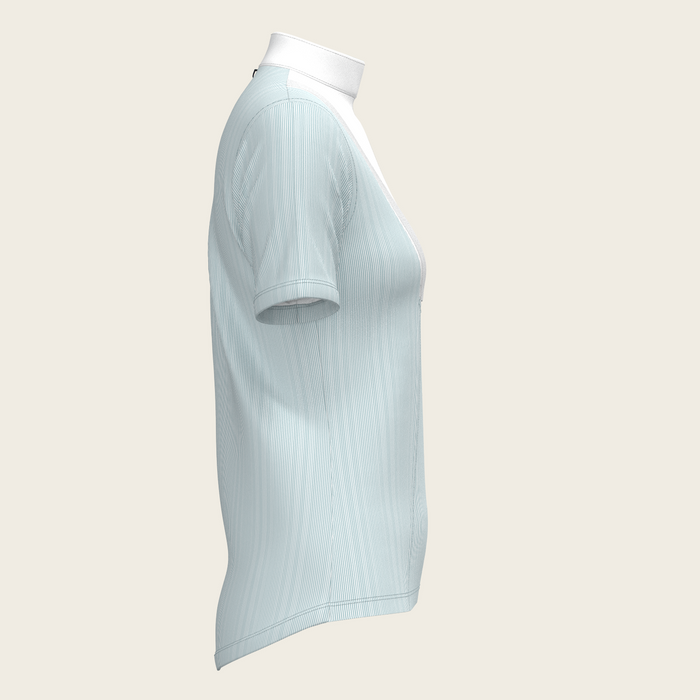 Espoir Stripes in Sky Blue Pleated Short Sleeve Show Shirt