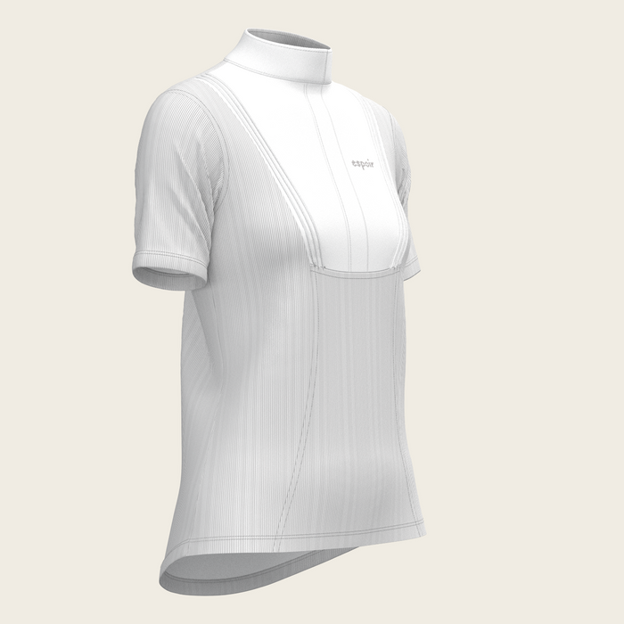 Espoir Stripes in Grey Pleated Short Sleeve Show Shirt