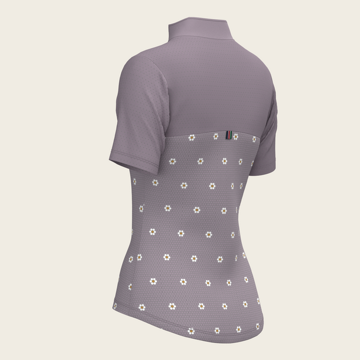 Espoir Mosaic Daises in Lavender Short Sleeve Sport Sun Shirt