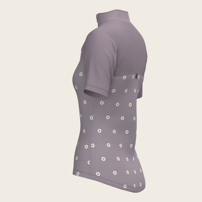 Espoir Mosaic Daises in Lavender Short Sleeve Sport Sun Shirt