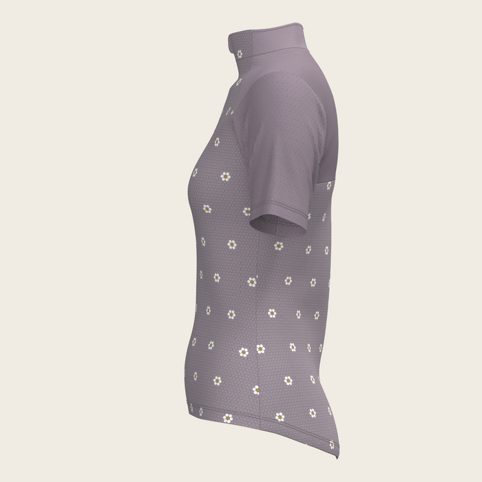 Espoir Mosaic Daises in Lavender Short Sleeve Sport Sun Shirt