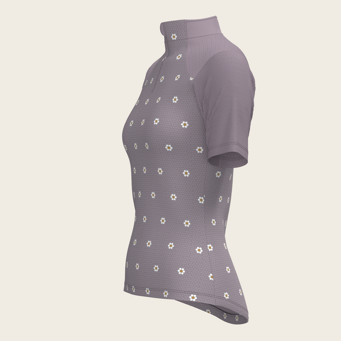 Espoir Mosaic Daises in Lavender Short Sleeve Sport Sun Shirt