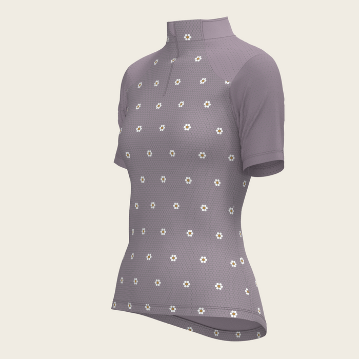 Espoir Mosaic Daises in Lavender Short Sleeve Sport Sun Shirt