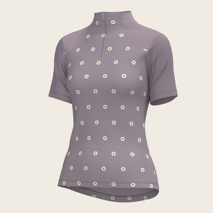 Espoir Mosaic Daises in Lavender Short Sleeve Sport Sun Shirt