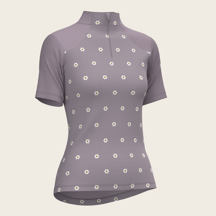 Espoir Mosaic Daises in Lavender Short Sleeve Sport Sun Shirt