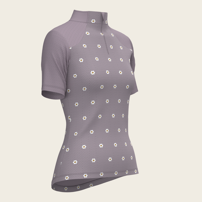 Espoir Mosaic Daises in Lavender Short Sleeve Sport Sun Shirt