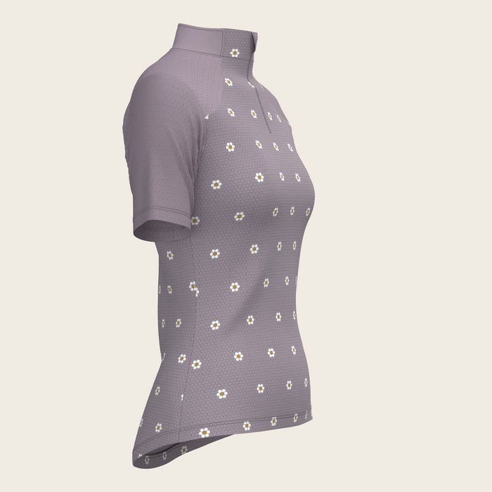 Espoir Mosaic Daises in Lavender Short Sleeve Sport Sun Shirt