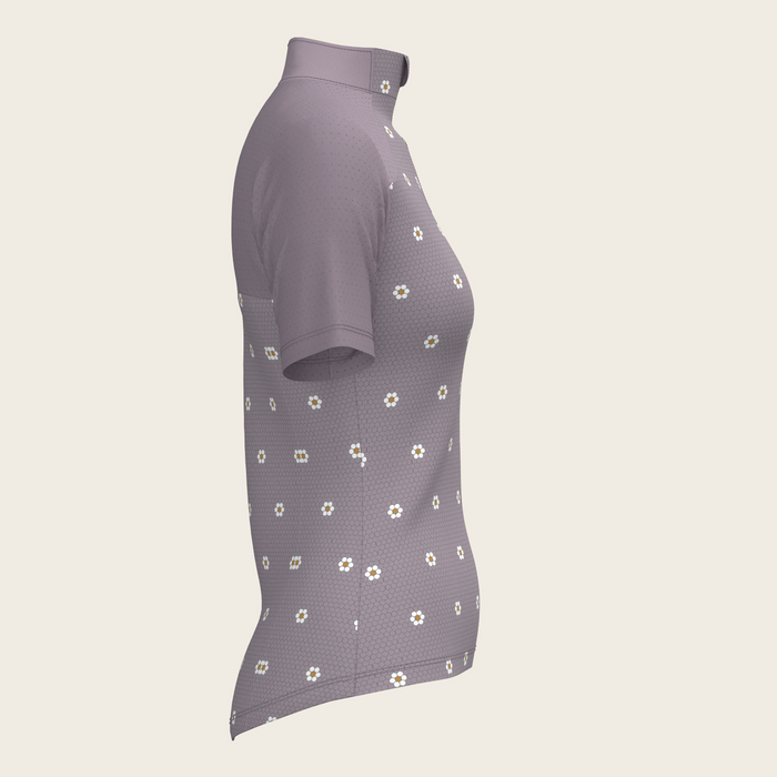 Espoir Mosaic Daises in Lavender Short Sleeve Sport Sun Shirt