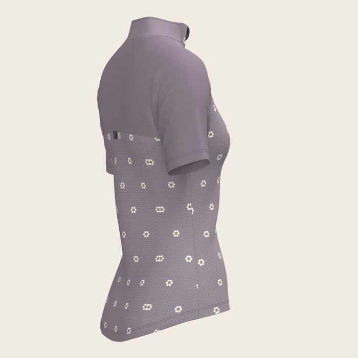 Espoir Mosaic Daises in Lavender Short Sleeve Sport Sun Shirt