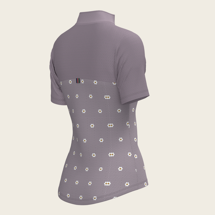 Espoir Mosaic Daises in Lavender Short Sleeve Sport Sun Shirt