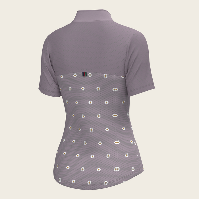 Espoir Mosaic Daises in Lavender Short Sleeve Sport Sun Shirt