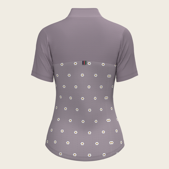Espoir Mosaic Daises in Lavender Short Sleeve Sport Sun Shirt