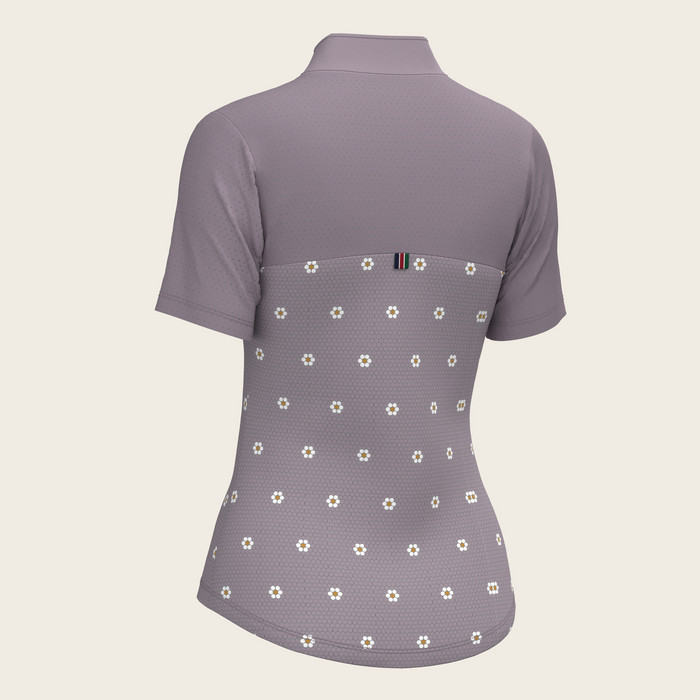 Espoir Mosaic Daises in Lavender Short Sleeve Sport Sun Shirt