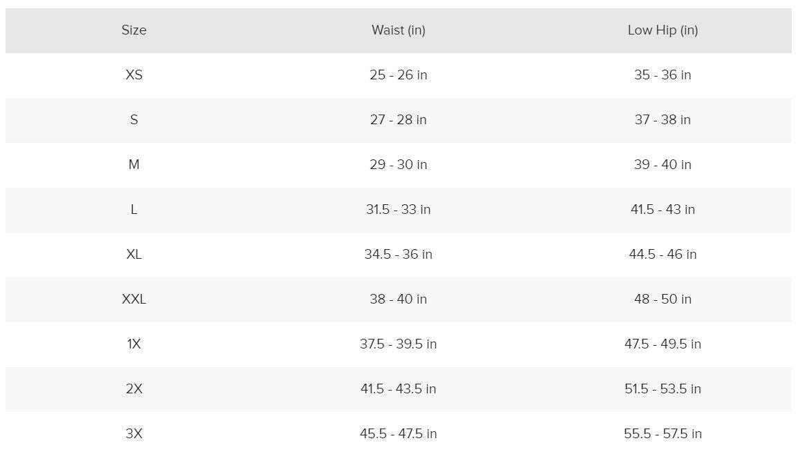 Ariat EOS 2.0 Tight Size Chart
