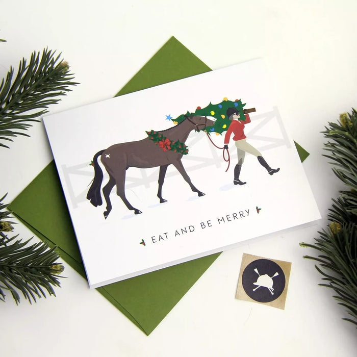 Hunt Seat Christmas Card Eat + Be Merry English