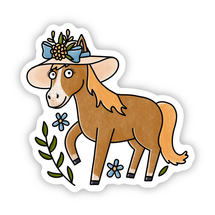 Big Moods Horse In Derby Hat Kentucky Sticker
