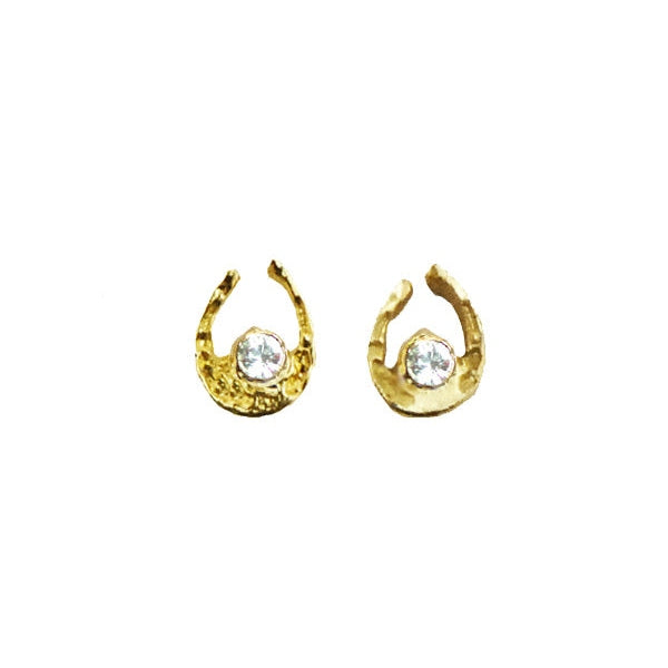 Mini Horseshoe Earrings with Stone