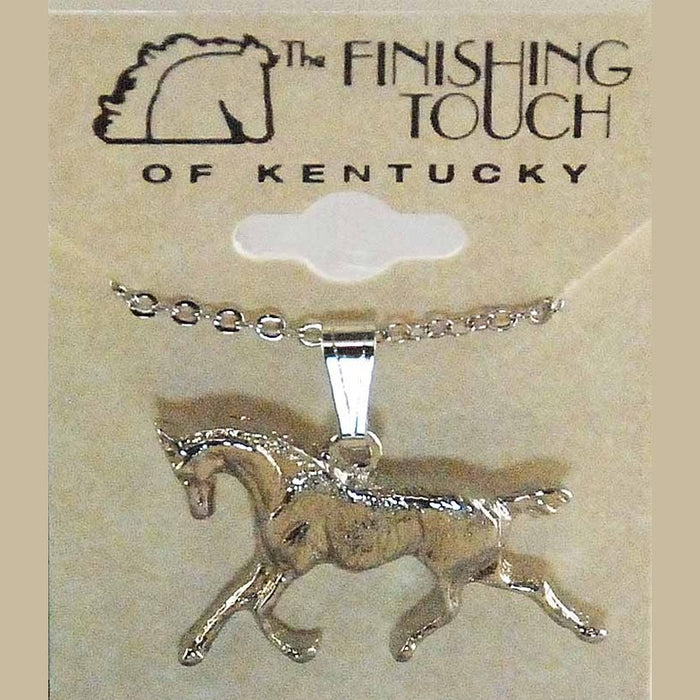 Trotting Horse Pendant Necklace Silver