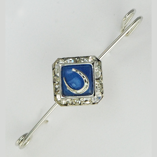 Swarovski Crystal Blue Onyx Rondelle Stock Pin Silver Large