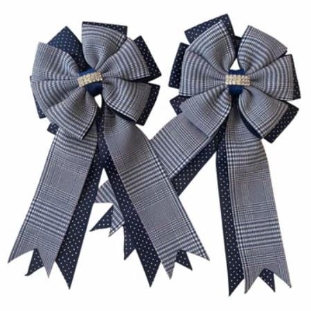 Show Bow Navy Plaid